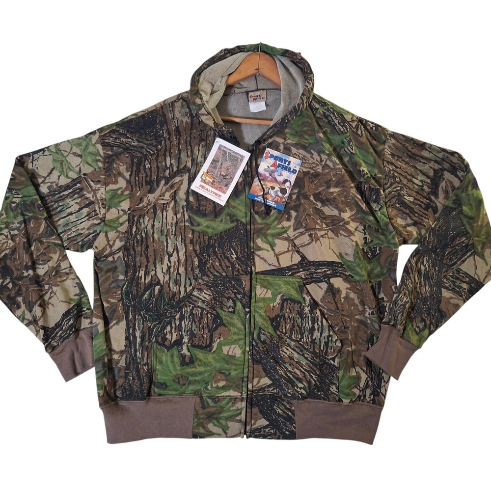 VTG Sports Afield Hunting Jacket Men's 2XL Camo Brown Fleece Reeltree Hooded NWT